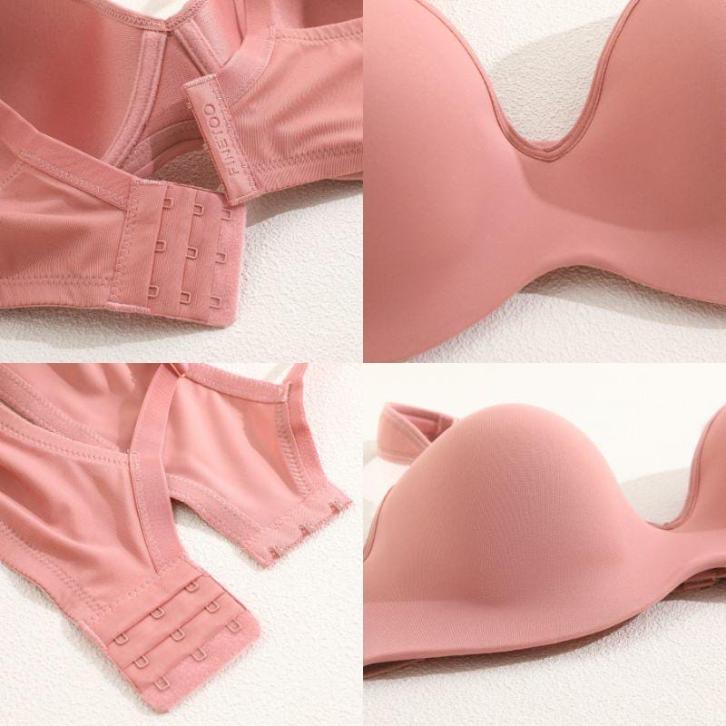 peach-colored, lightly padded underwire bra with adjustable straps